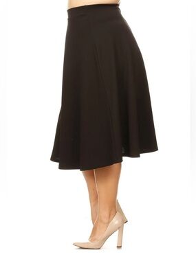 Kim Rogers Black A-Line Midi Skirt, Flowy and Flared, size 18